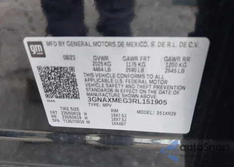 2024 Chevrolet Equinox Fwd Rs z USA, uszkodzony, nr VIN 3GNAXMEG3RL151905